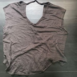 Chasor- v-neck charcoal grey linen muscle tank